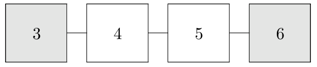 평균 조건을 만족하는 네 칸의 수 3, 4, 5, 6