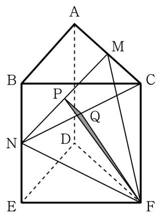 정삼각기둥 ABCDEF와 중점 M, N, P, Q