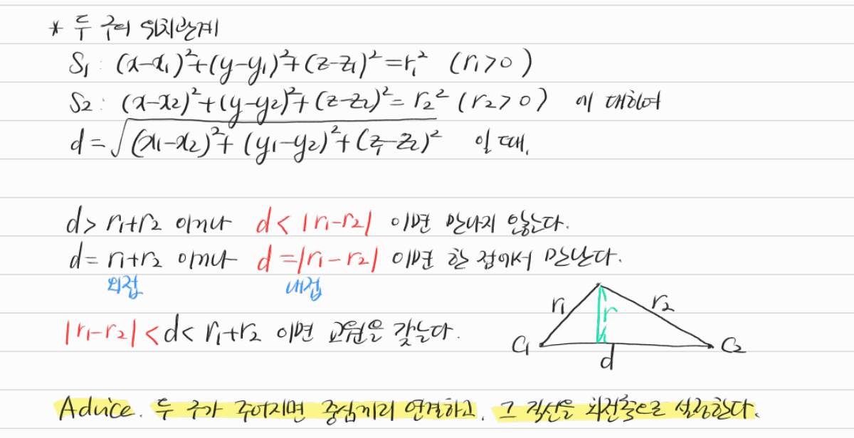 두 구의 위치 관계 — 수업 필기