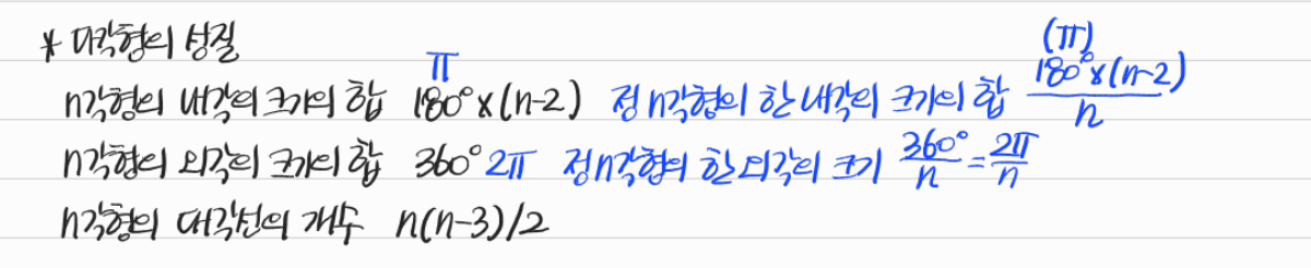 다각형의 내각·외각과 대각선 — 수업 필기