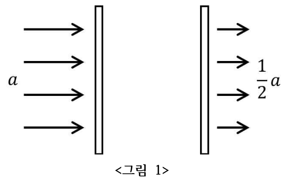 그림 1: 두 장의 유리창을 통과하는 빛