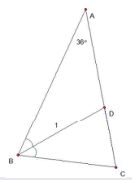 AB=AC, AD=BD=1인 이등변삼각형 ABC