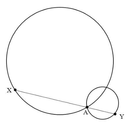 두 원과 직선의 교점 A, X, Y