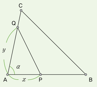 AP=x, AQ=y인 삼각형 ABC